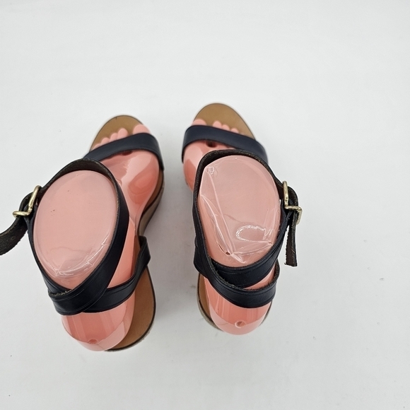 J Crew Womens Tweed Wedge Sandals Open Toe Ankle Strap Made In Italy Black 7.5 - Picture 5 of 13